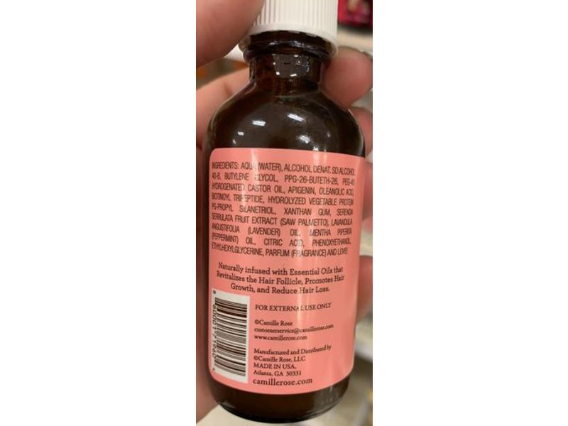 Camille Rose Rejuva-Drops Grow Back, Castor Oil, Peppermint Oil & Saw Palmetto, 1.9 fl oz/58 mL