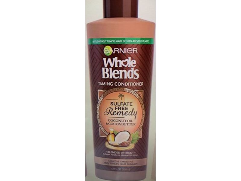 Garnier Whole Blends Taming Conditioner, Sulfate Free Remedy, Coconut Oil & Cocoa Butter, 12 fl oz/355 mL