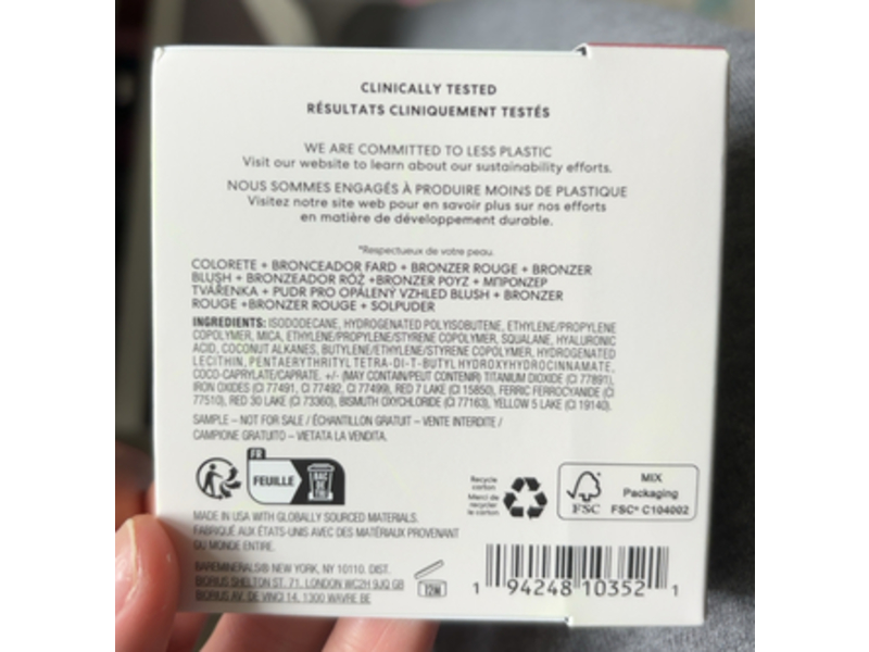 bareMinerals Complexion Rescue Blonzer Blush + Bronzer, Kiss Of Mauve, 0.17 fl oz/5 mL