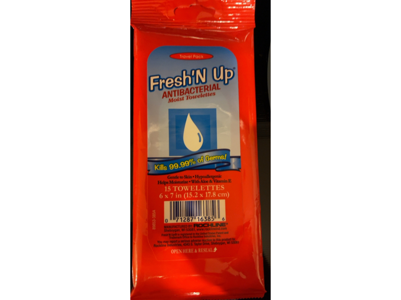 Fresh'n Up Antibacterial Moist Towelettes, 15 Towelettes