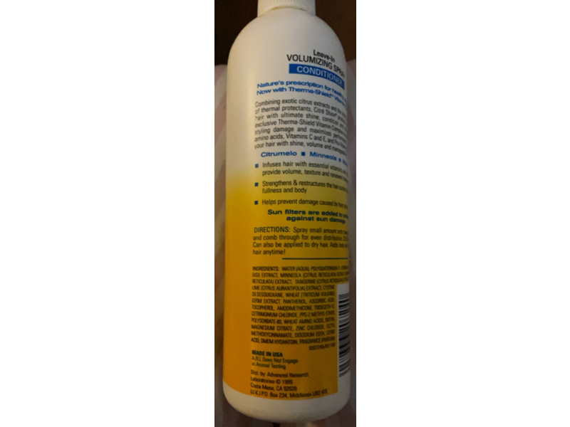Citre Shine Leave-In Volumizing Spray Conditioner, 12 fl oz/350 mL