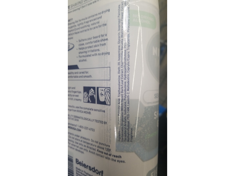 Nivea Men Shaving Gel, Sensitive, 14 oz/396 g, Pack Of 2