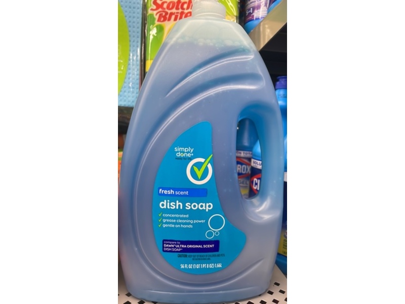 Simply Done Dish Soap, Fresh Scent, 56 fl oz/1.66 L