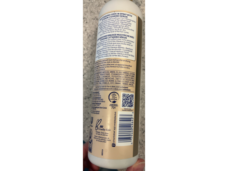 Dove Hair Therapy 7 In 1 Miracle Mist, Vitamin C & Amino Serum, 12 fl oz/355 mL