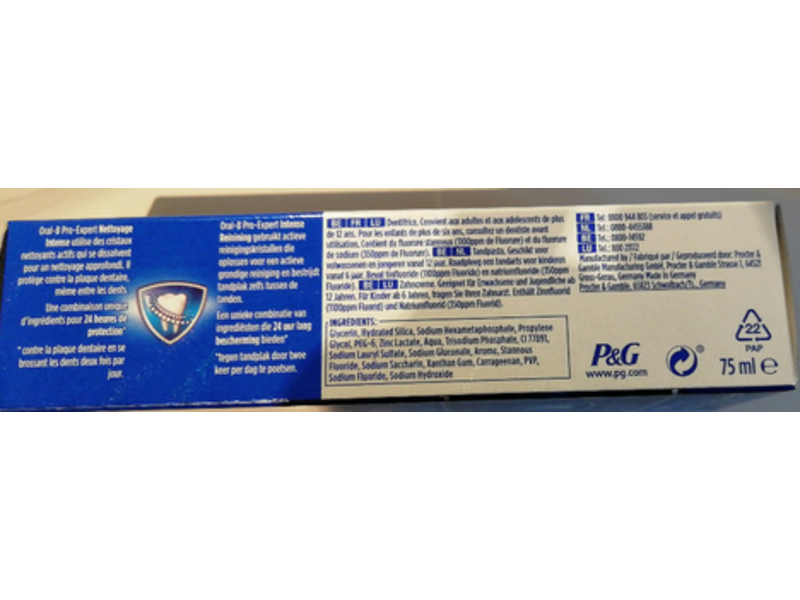 Oral-B Pro-Expert Intense Cleaning Toothpaste, Mint, 75 ml