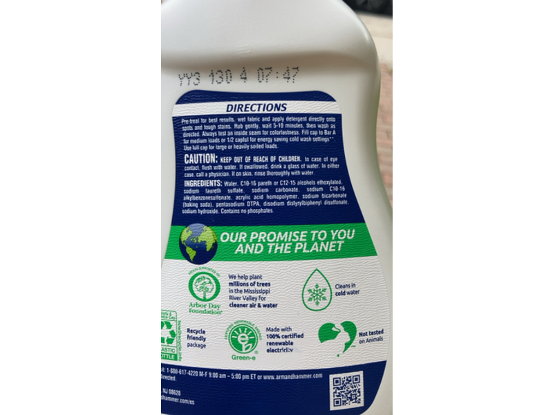 Arm & Hammer Sensitive Skin Liquid Laundry Detergent, Free & Clear, 28 Loads, 28 fl oz/828 mL