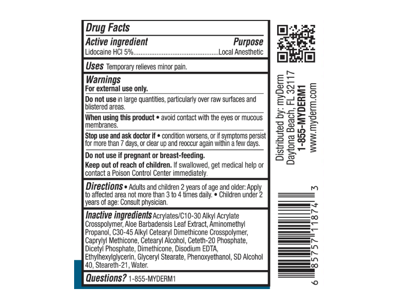 Myderm Medical Numbing Roll On, 5% Lidocaine, 3 fl oz