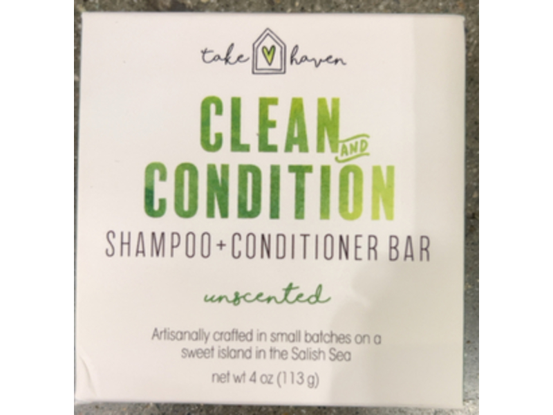 Take Haven Clean & Condition Shampoo + Conditioner Bar, Unscented, 4 oz/113 g