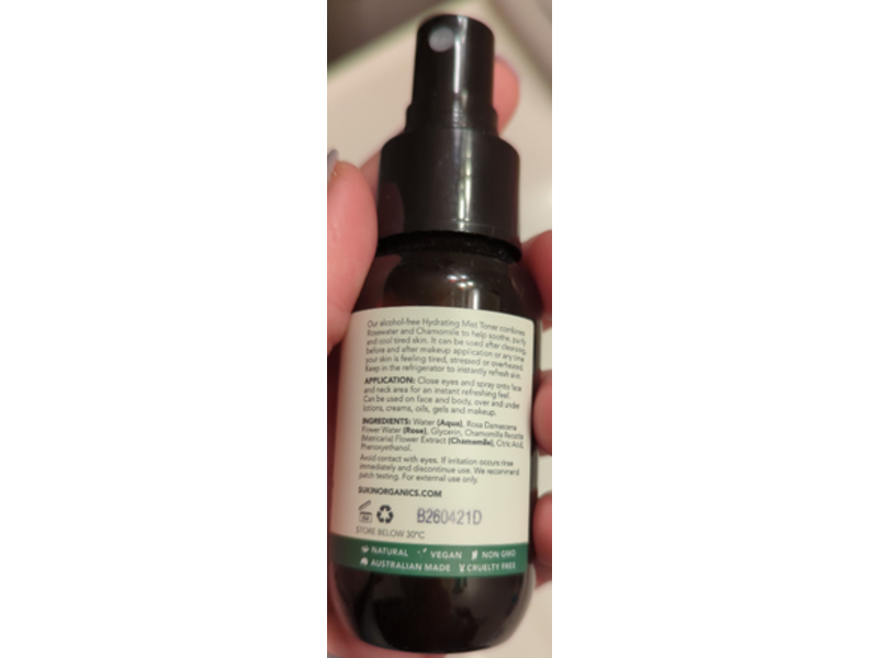 Sukin Original Hydrating Mist Toner, Chamomile & Rose, 1.69 fl oz/50 mL
