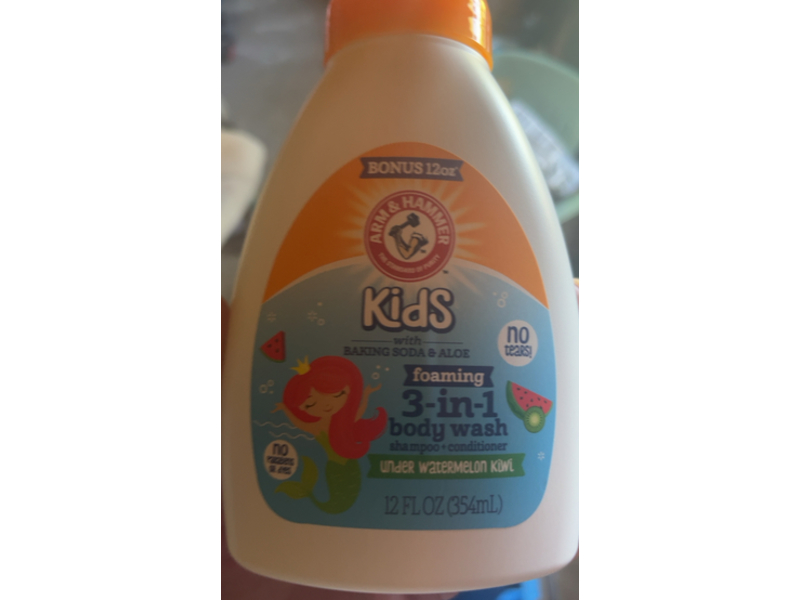 Arm & Hammer Kids Foaming 3-In-1 Body Wash, Baking Soda & Aloe, 12 fl oz/354 mL