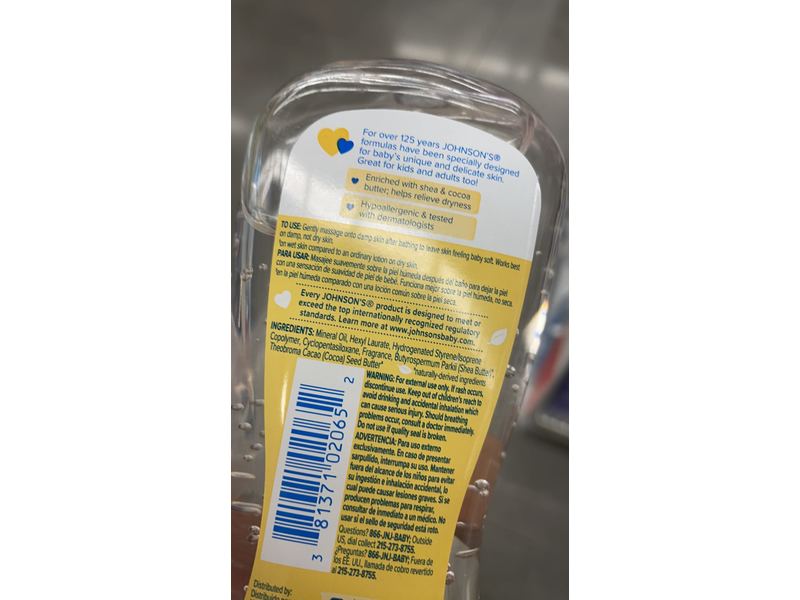 Johnson's Oil Gel, Shea & Cocoa Butter, 6.5 fl oz/192 mL