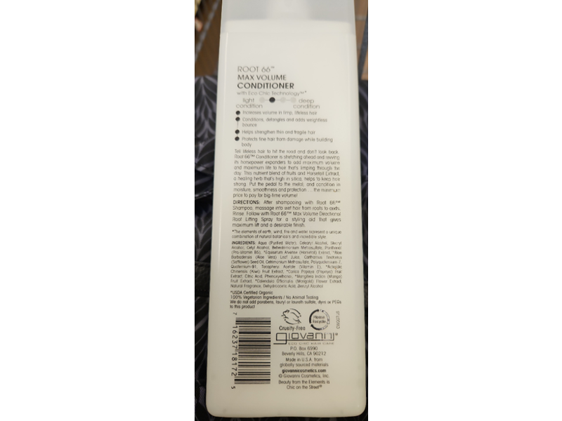 Giovanni Max Volume Conditioner, Root 66, 8.5 fl oz/250 mL