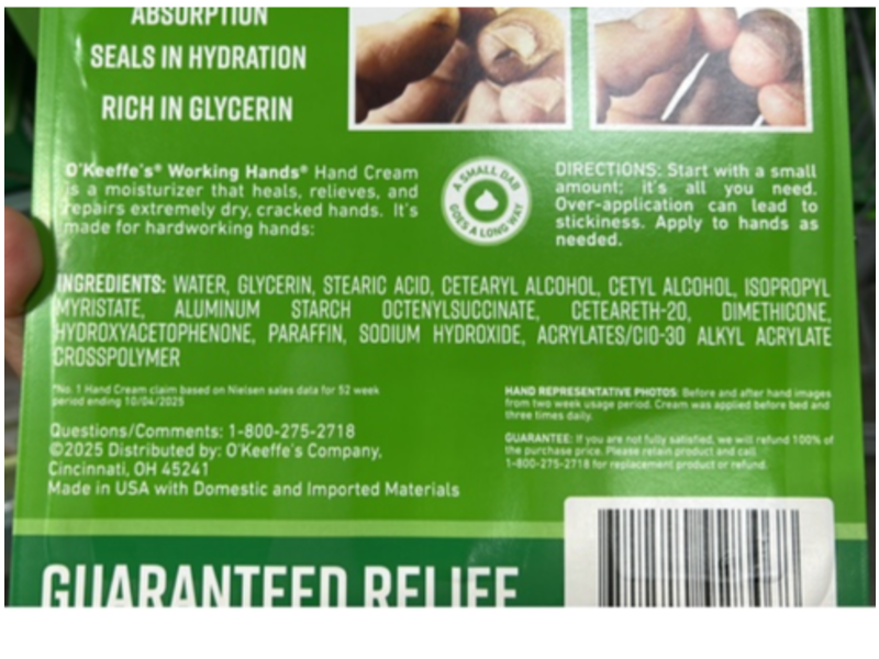 O'Keeffe's Working Hands Cream, 3 oz/85 g, Pack Of 3