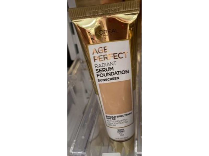 L'Oreal Paris Age Perfect Radiant Serum Foundation, SPF 50, Rose Ivory 15, 1.0 fl oz/30 mL