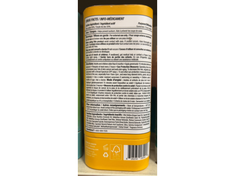 Attitude Mineral Sunscreen Stick, Tropical, SPF 30, 2.1 oz/60 g