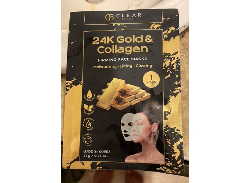 Clear Beauty 24k Gold & Collagen Firming Face Masks, 0.74 oz/21 g