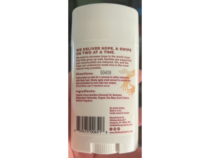 Stink Bug Life Doesn't Stink Deodorant Stick, Sandalwood + Vanilla, 2.1 oz/60 g