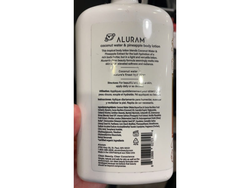 Aluram Coconut Water & Pineapple Body Lotion, 18 fl oz/530 mL
