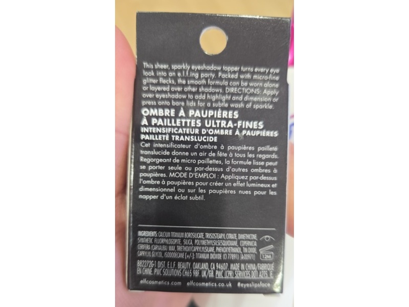 e.l.f. Fine As Fleck Glitter Eyeshadow, Certified Platinum, 0.07 oz/2 g