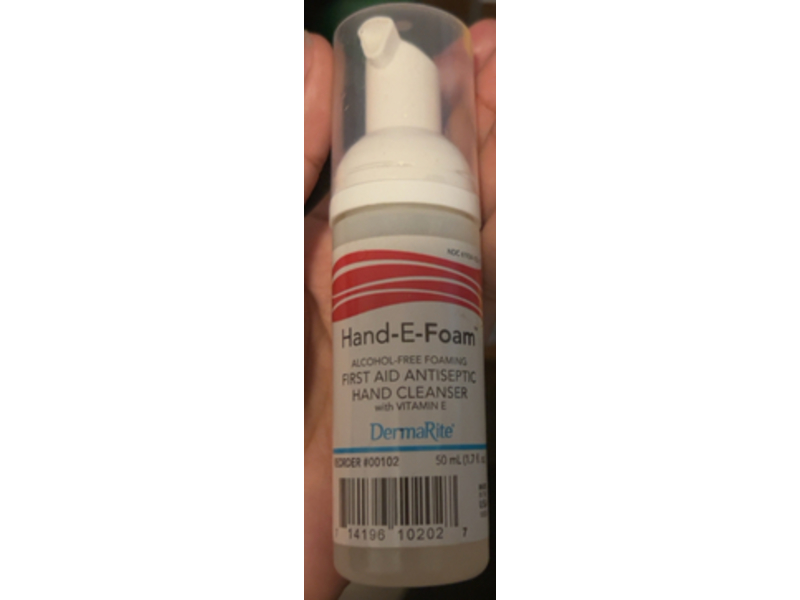 DermaRite Hand-E-Foam First Aid Antiseptic Hand Cleanser, Vitamin E, 1.7 fl oz/50 mL
