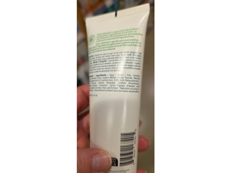 Attitude Super Leaves Fresh Breath Toothpaste, Peppermint, 4.2 fl oz/120 g