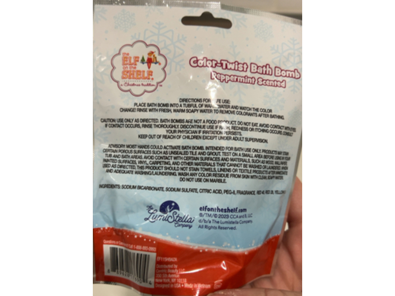 The Elf On The Shelf Color Twist Bath Bomb, Peppermint Scented, 1.41 oz/40 g
