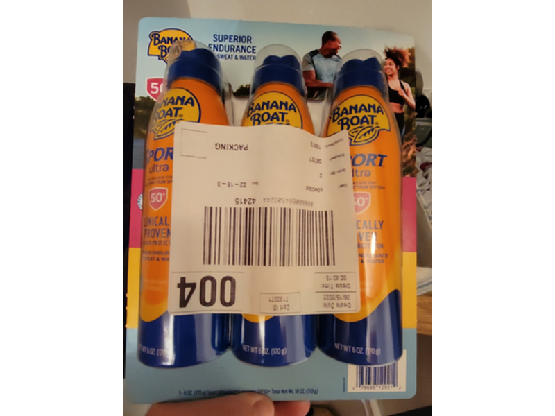 Banana Boat Sport Ultra Clear Sunscreen Spray, SPF 50+, 3 Pack