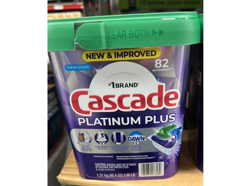 Cascade Platinum Plus ActionPacs, Fresh Scent, 46.4 oz/1.31 kg, 82 Pacs