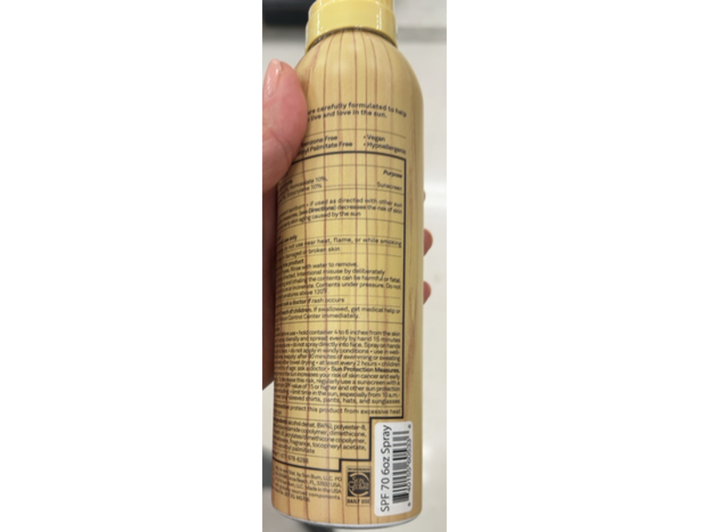 Sun Bum Premium Moisturizing Sunscreen Spray, SPF 70, 6 oz/170 g