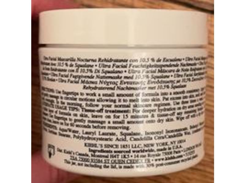 Kiehl's Since 1851 Ultra Facial Overnight Rehydrating Mask, Squalane, 3.4 fl oz/100 mL