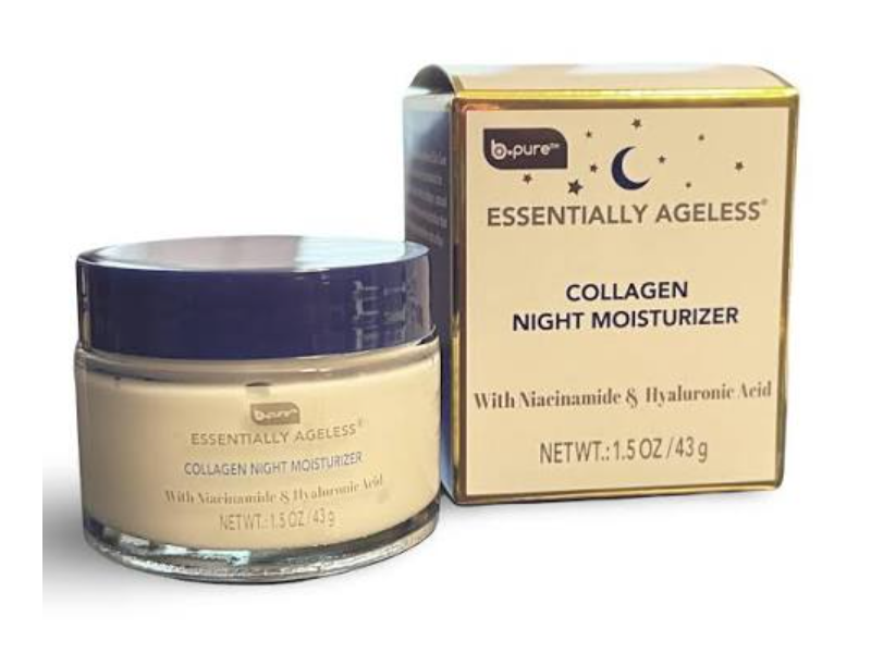 B.pure Essentially Ageless Collagen Night Moisturizer, Niacinamide & Hyaluronic, 1.5 oz/43 g