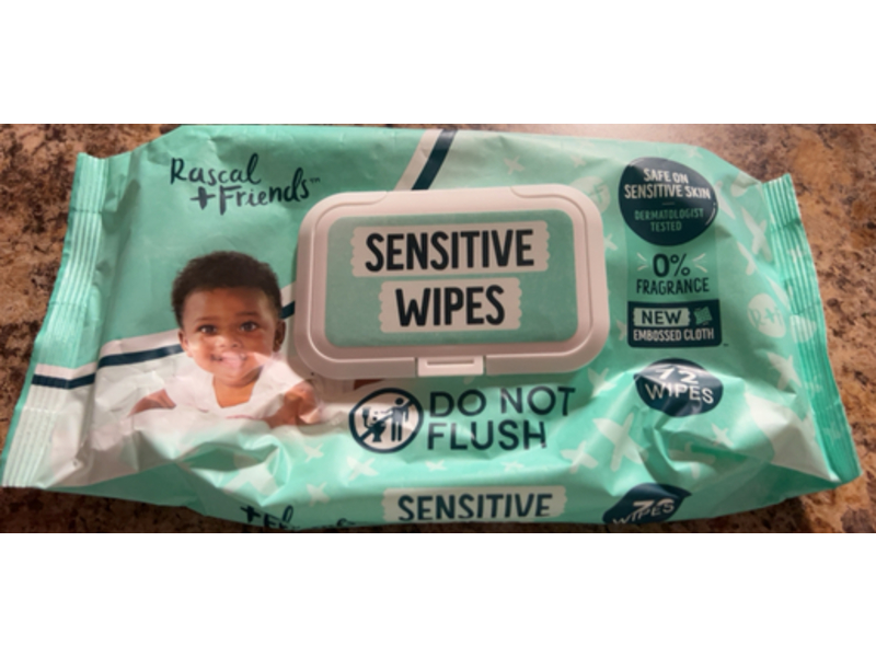 Sensitive Baby Wipes, Rascal + Freinds, 72 Count