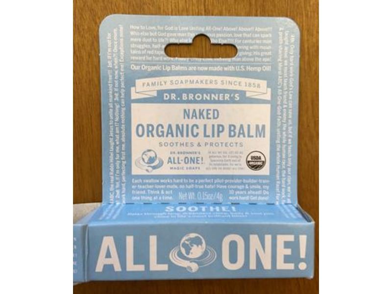 Dr. Bronner's All One! Organic Lip Balm, Naked, 0.15 oz/4 g