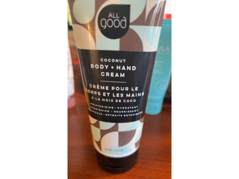 All Good Body + Hand Cream, Coconut, 6 fl oz/177 mL