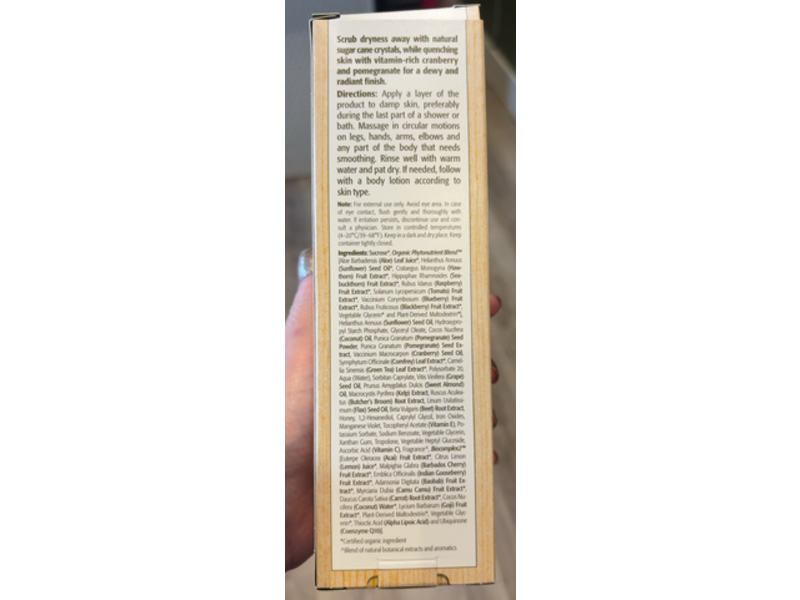 Eminence Organic Skin Care Sugar Scrub, Cranberry Pomegranate, 8.4 fl oz/250 mL