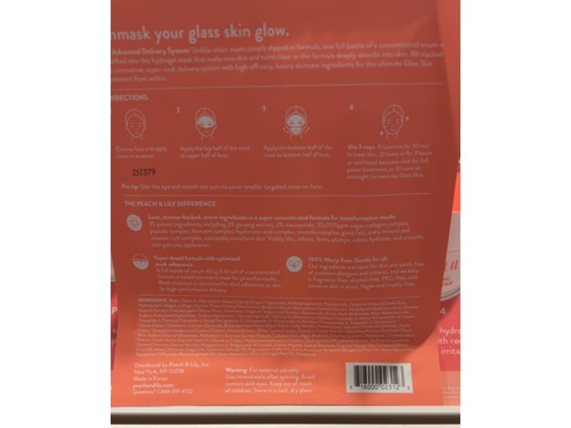 Peach & Lily Glass Skin Ginseng Collagen Mask, 1.41 oz/40 g, 1 Count