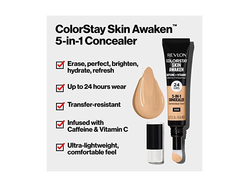 Revlon ColorStay Skin Awaken 5-In-1 Concealer, 003 Cool Ivory, 0.27 fl oz/8 mL
