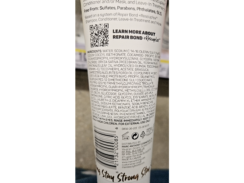 Marc Anthony Repairing Bond +Rescuplex Daily Care Shampoo, 8.45 fl oz/250 mL