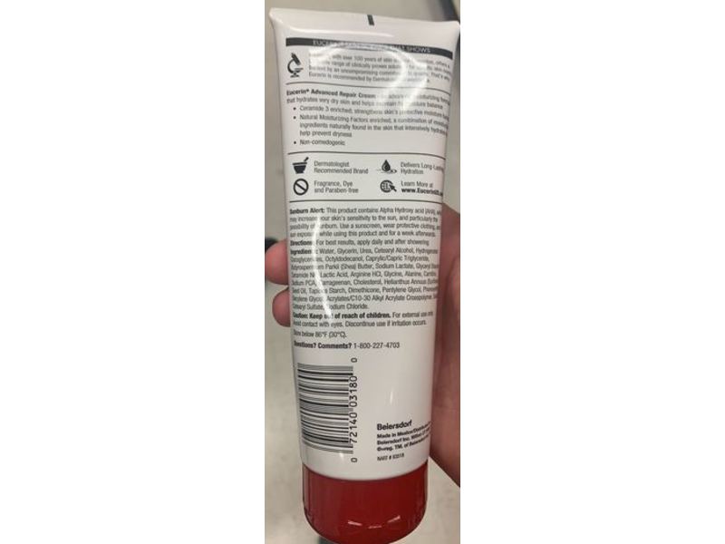 Eucerin Advanced Repair Cream, Very Dry Skin, 8 oz/226 g