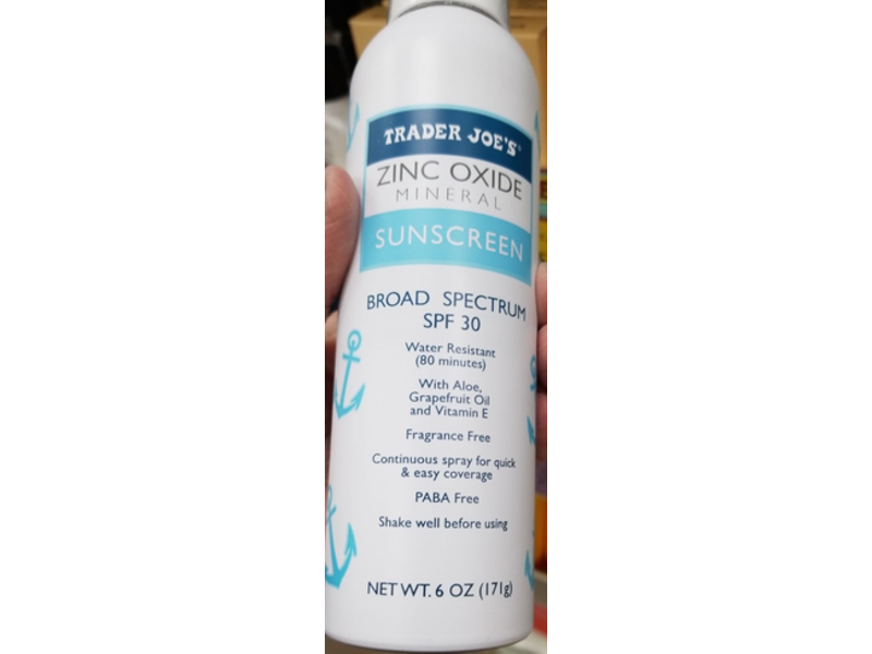 Trader Joe's Zinc Oxide Mineral Sunscreen, Fragrance Free, SPF 30, 6 oz/171 g