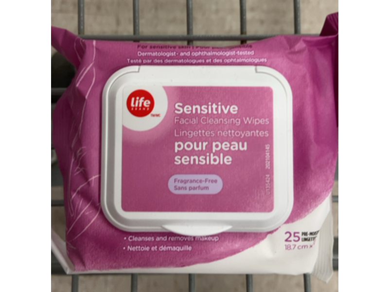 Life Brand Sensitive Facial Cleansing Wipes, Fragrance Free, 25 Count