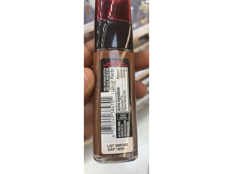 L'Oréal Paris Infallible Fresh Wear Foundation, 540 Mahogany, SPF 25, 1 fl oz/30 mL