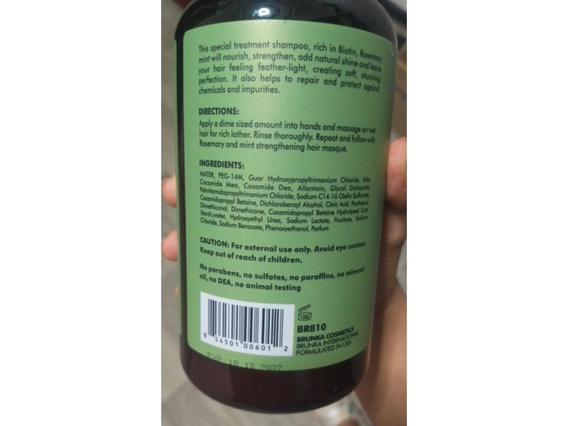 Brunka Nielle Strengthening Shampoo, Rosemary Mint, 28.7 fl oz/850 mL