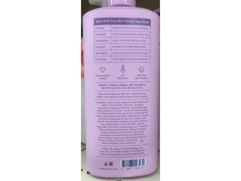 Athena Club Skin Replenishing Body Wash, Lavender Latte, 18 fl oz/532 mL