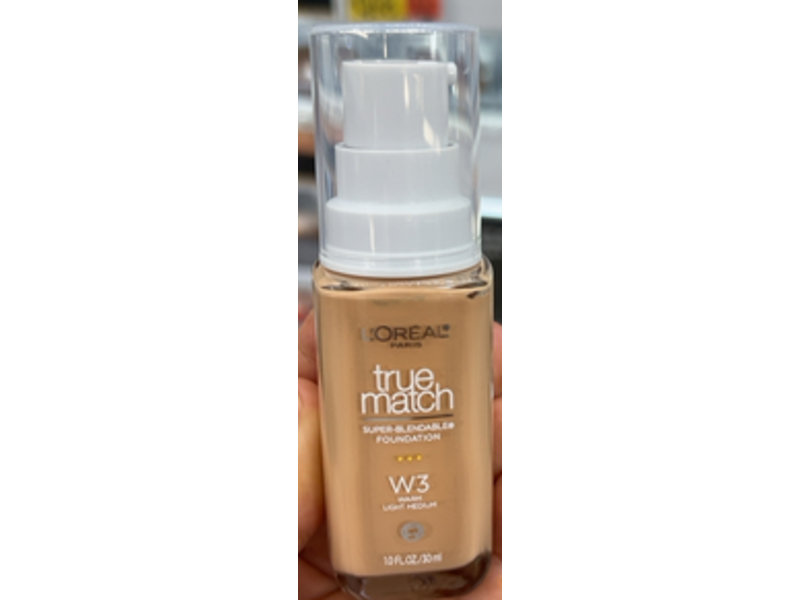 L'Oreal Paris True Match Super Blendable Foundation, W3 Light Medium, 1 fl oz/30 mL