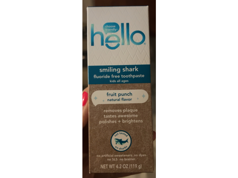 Hello Smiling Shark Fluoride Free Toothpaste, Fruit Punch, 4.2 oz/119 g