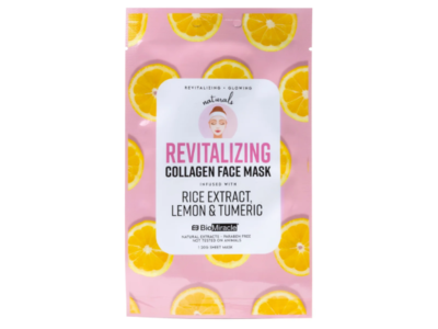 BioMiracle Revitalizing Collagen Face Mask, Rice Extract, Lemon & Turmeric, 20 g, 10 Count
