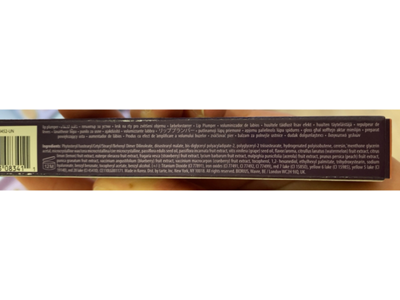 Tarte Maracuja Juicy Lip Plump, White Peach, 0.095 oz/2.7 g