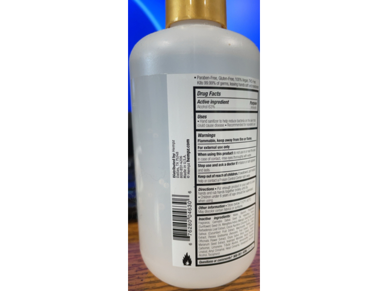 Hempz Triple Moisturizing Herbal Hand Sanitizer, 8 fl oz/236 mL