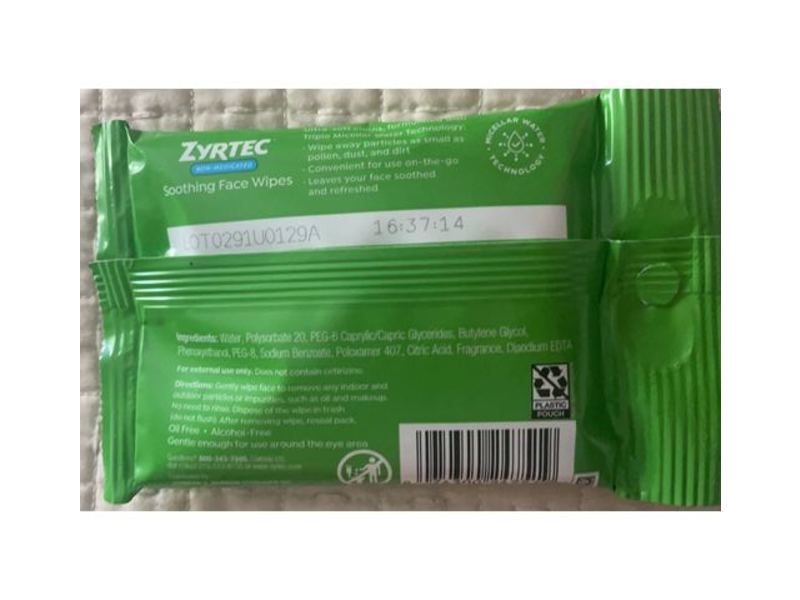 Zyrtec Soothing Face Wipes, Non-Medicated, 7 Count